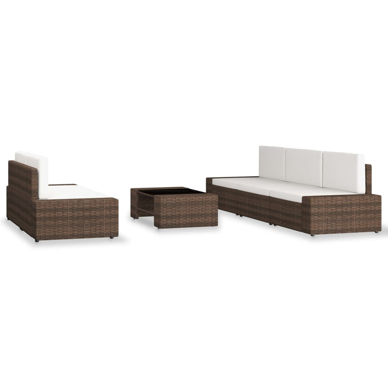 6-delige Loungeset poly rattan bruin