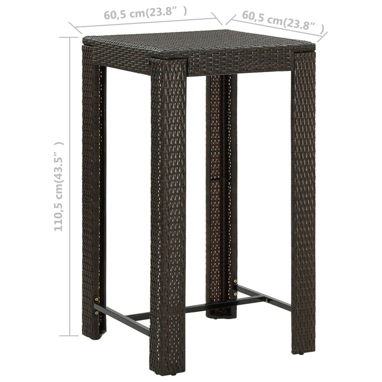 Tuinbartafel 60,5x60,5x110,5 cm poly rattan bruin MeubelReus