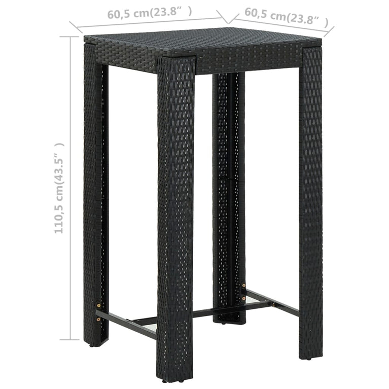 Tuinbartafel 60,5x60,5x110,5 cm poly rattan zwart MeubelReus