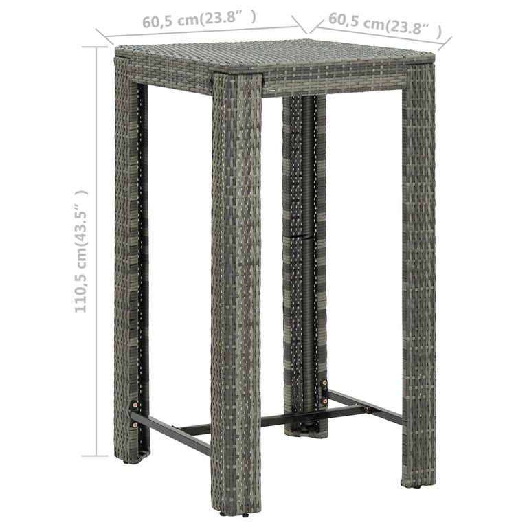 Tuinbartafel 60,5x60,5x110,5 cm poly rattan grijs MeubelReus