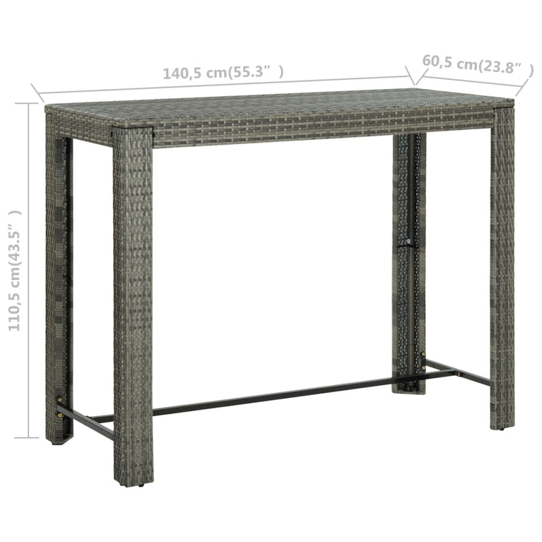 Tuinbartafel 140,5x60,5x110,5 cm poly rattan grijs MeubelReus