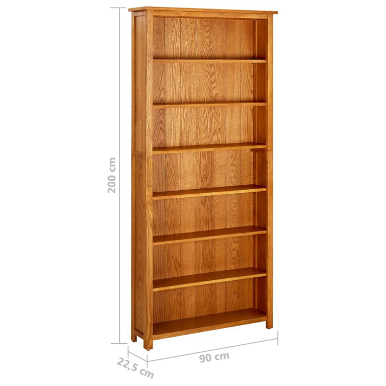 Boekenkast met 7 schappen 90x22,5x200 cm massief eikenhout MeubelReus
