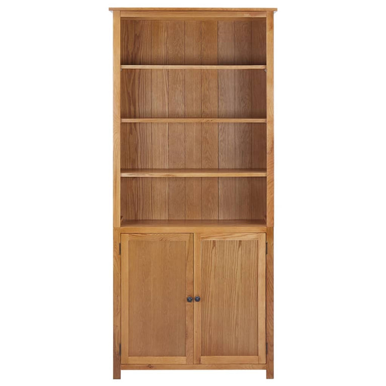 Boekenkast met 2 deuren 90x30x200 cm massief eikenhout