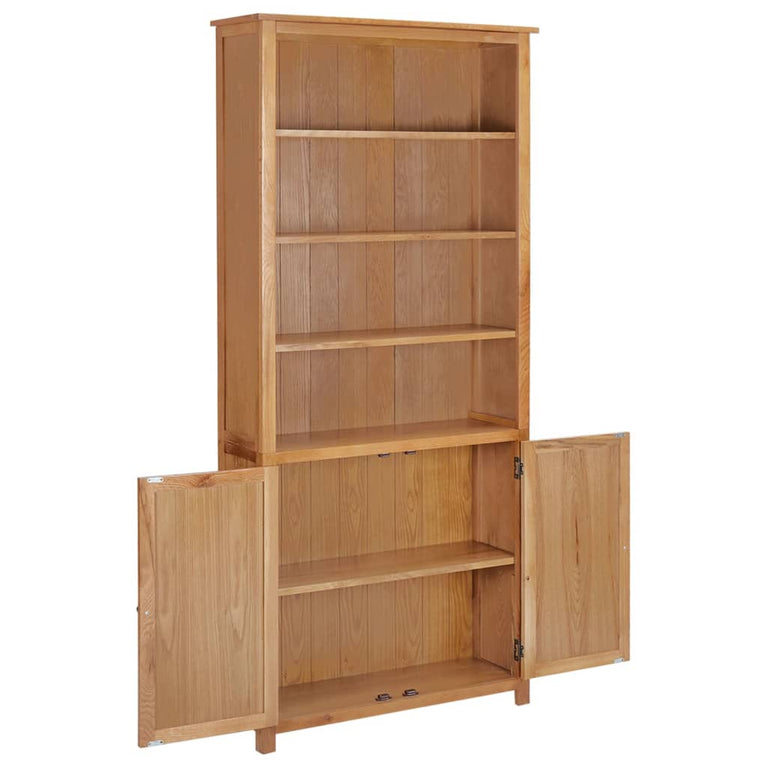 Boekenkast met 2 deuren 90x30x200 cm massief eikenhout