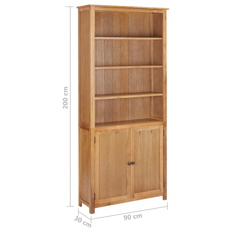 Boekenkast met 2 deuren 90x30x200 cm massief eikenhout
