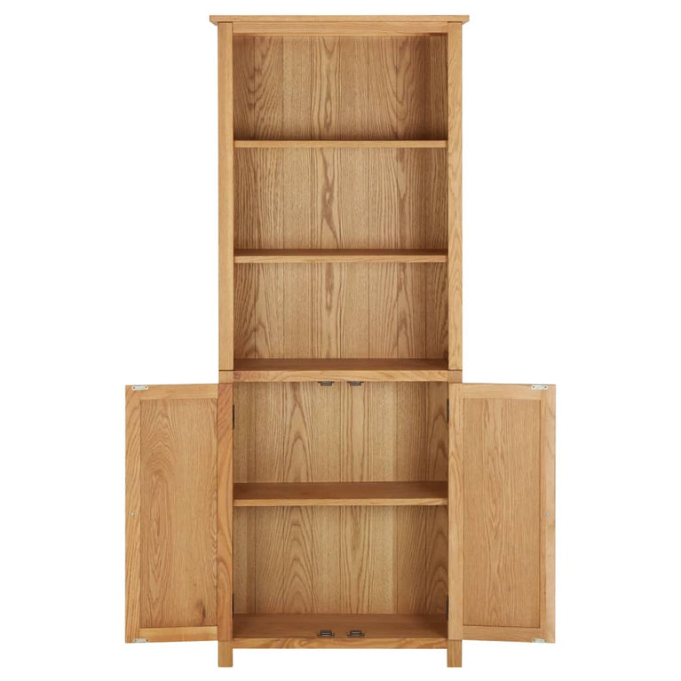Boekenkast met 2 deuren 70x30x180 cm massief eikenhout MeubelReus
