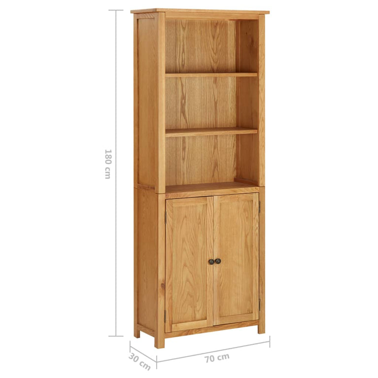 Boekenkast met 2 deuren 70x30x180 cm massief eikenhout MeubelReus