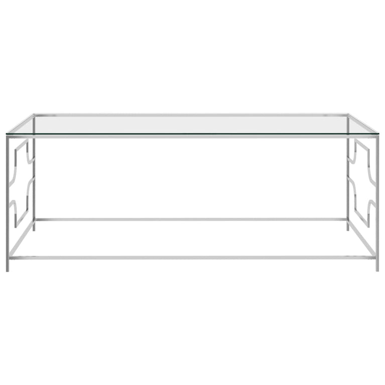 Salontafel 120x60x45 cm roestvrij staal en glas zilverkleurig MeubelReus