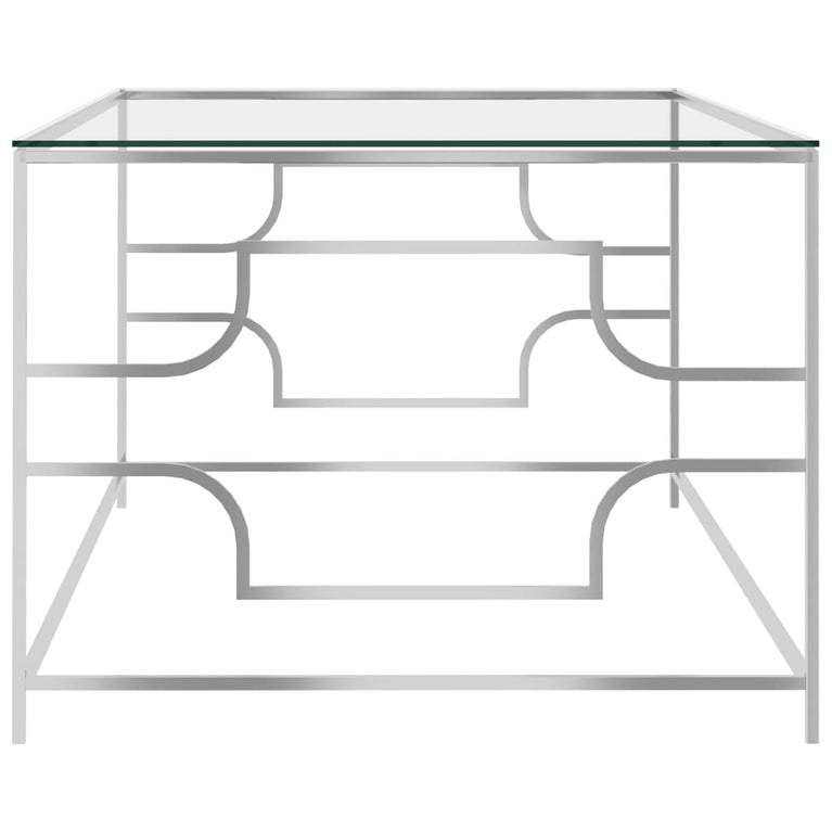 Salontafel 120x60x45 cm roestvrij staal en glas zilverkleurig MeubelReus