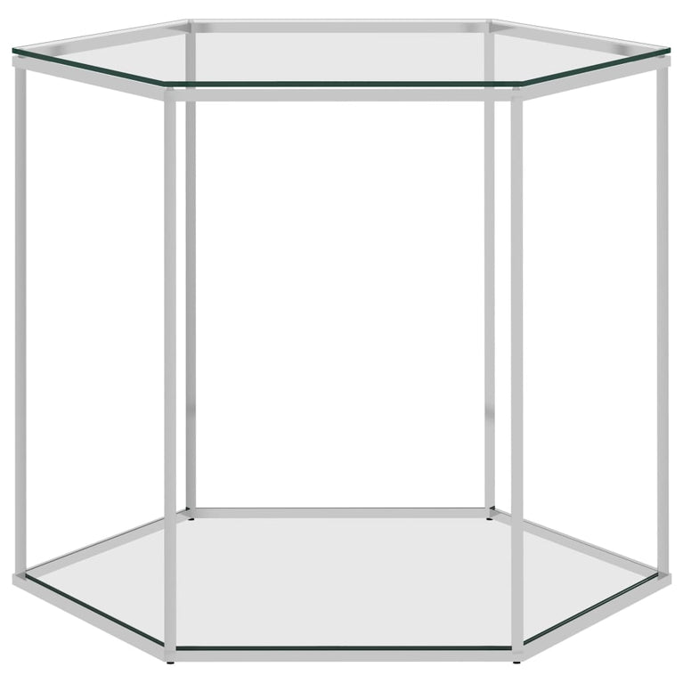 Salontafel 60x53x50 cm roestvrij staal en glas zilverkleurig MeubelReus
