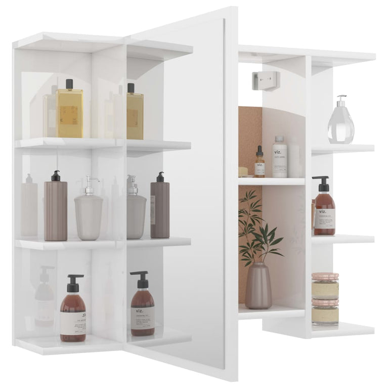 Badkamerspiegelkast 80x20,5x64 cm spaanplaat hoogglans wit MeubelReus