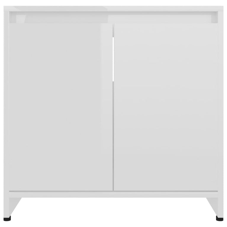 Badkamerkast 60x33x61 cm spaanplaat hoogglans wit