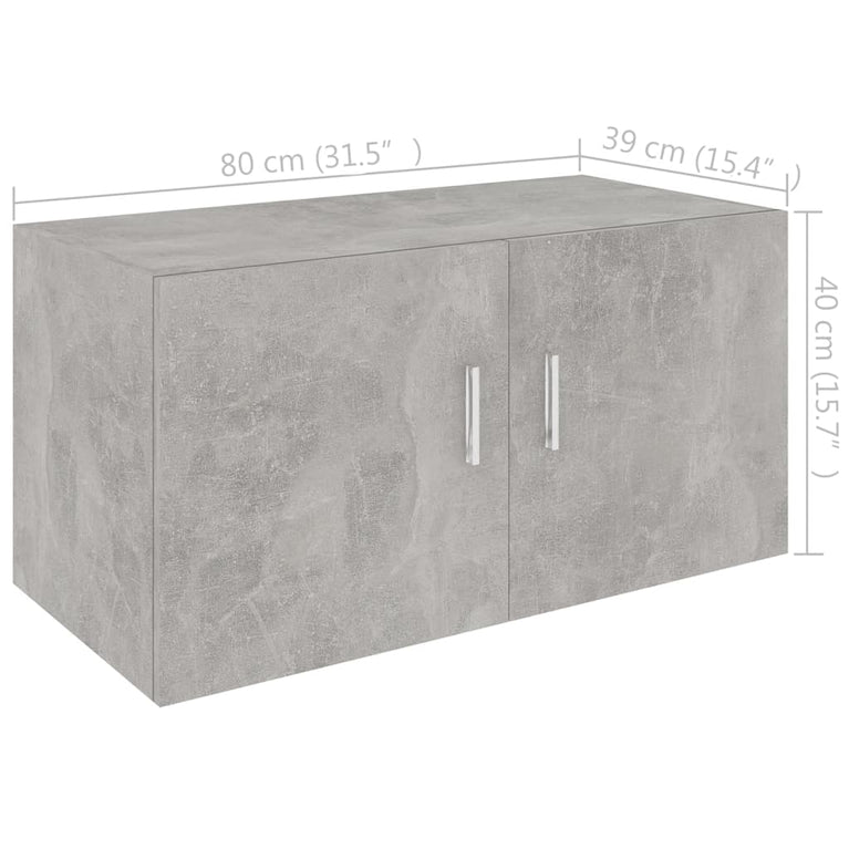 Hangkast 80x39x40 cm spaanplaat betongrijs MeubelReus