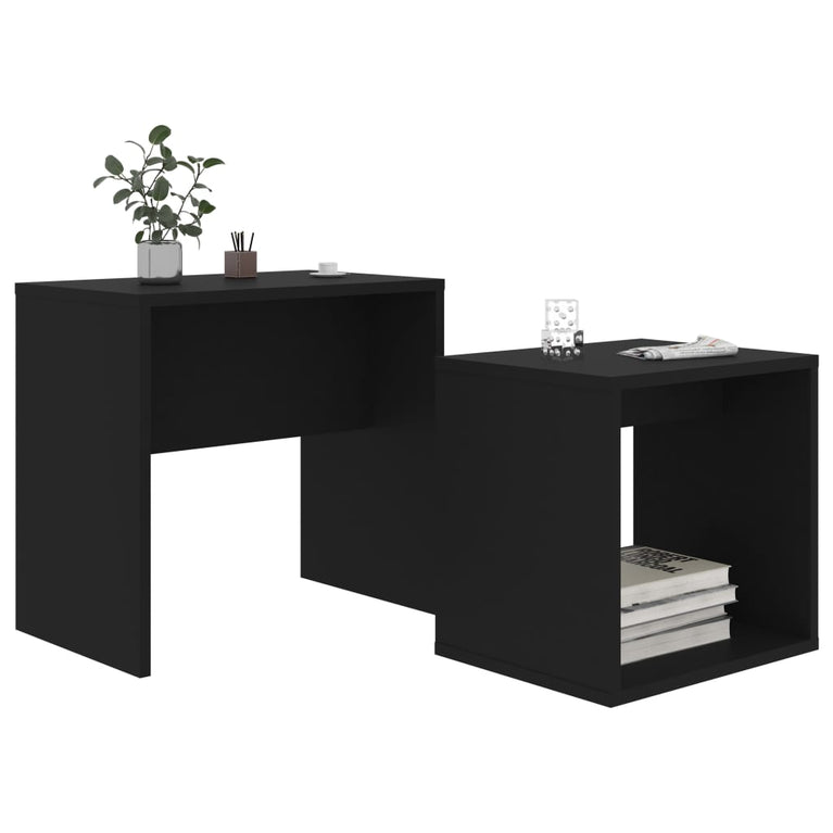Salontafelset 48x30x45 cm spaanplaat zwart