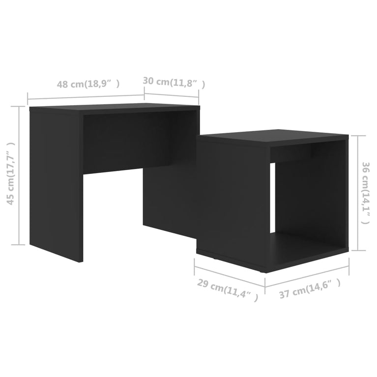 Salontafelset 48x30x45 cm spaanplaat zwart