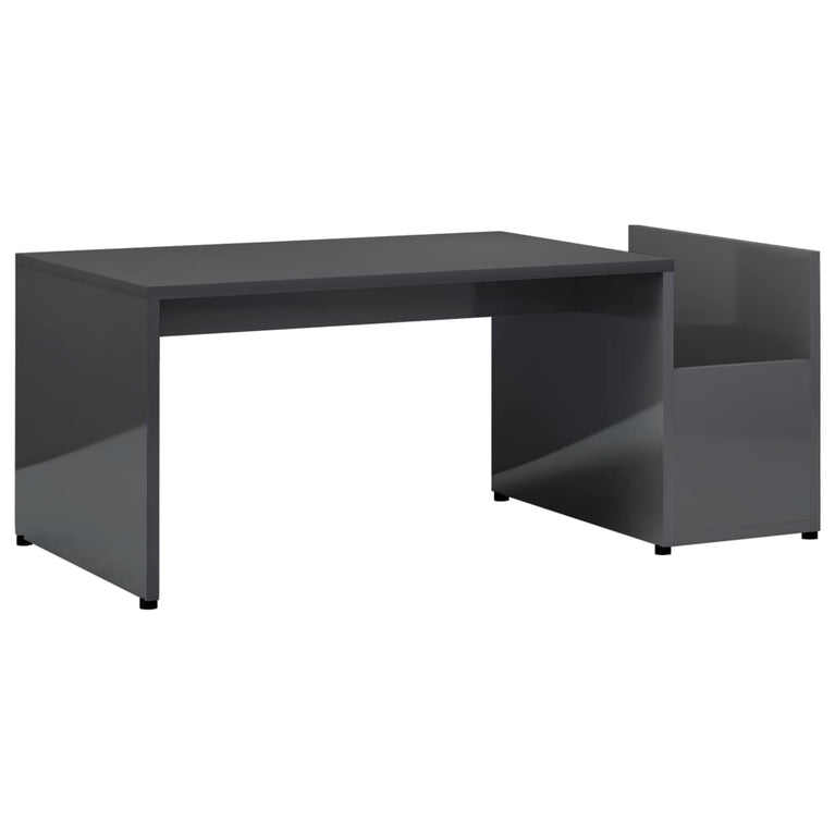 Salontafel 90x45x35 cm spaanplaat hoogglans grijs MeubelReus