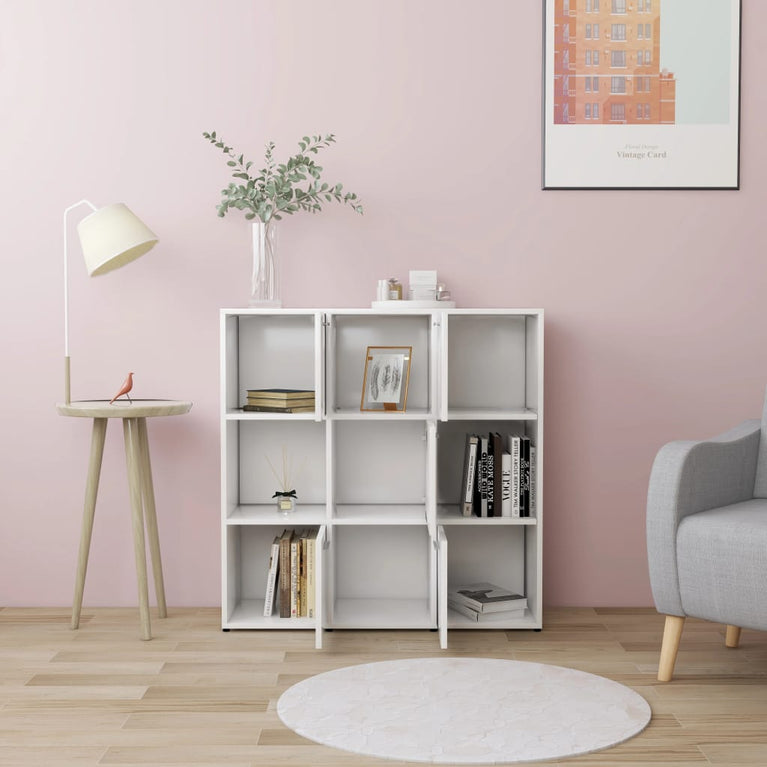 Boekenkast 90x30x90 cm bewerkt hout wit