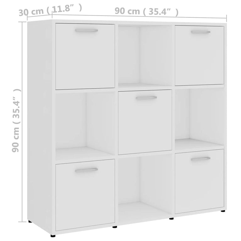 Boekenkast 90x30x90 cm bewerkt hout wit