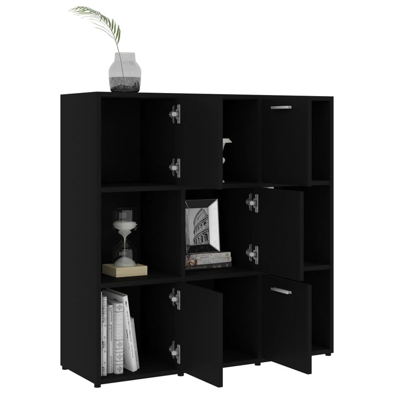 Boekenkast 90x30x90 cm spaanplaat zwart MeubelReus