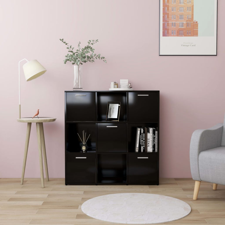 Boekenkast 90x30x90 cm spaanplaat zwart MeubelReus