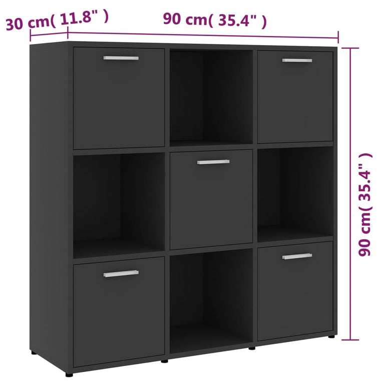 Boekenkast 90x30x90 cm spaanplaat grijs