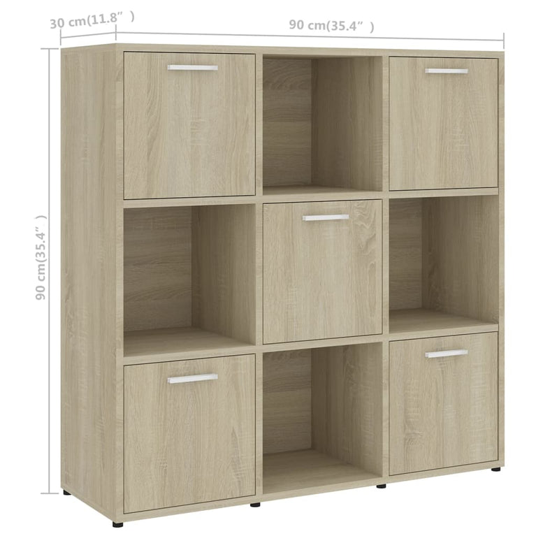 Boekenkast 90x30x90 cm spaanplaat sonoma eikenkleurig MeubelReus