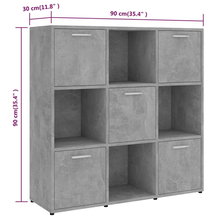 Boekenkast 90x30x90 cm spaanplaat betongrijs MeubelReus
