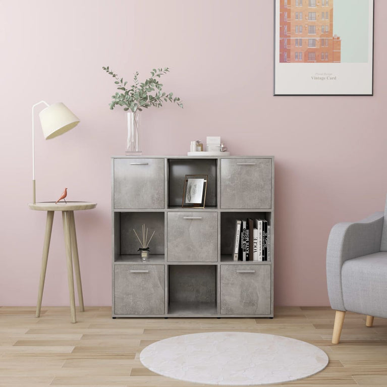 Boekenkast 90x30x90 cm spaanplaat betongrijs MeubelReus