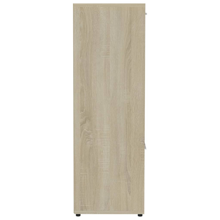 Boekenkast 90x30x90 cm spaanplaat wit en sonoma eikenkleurig