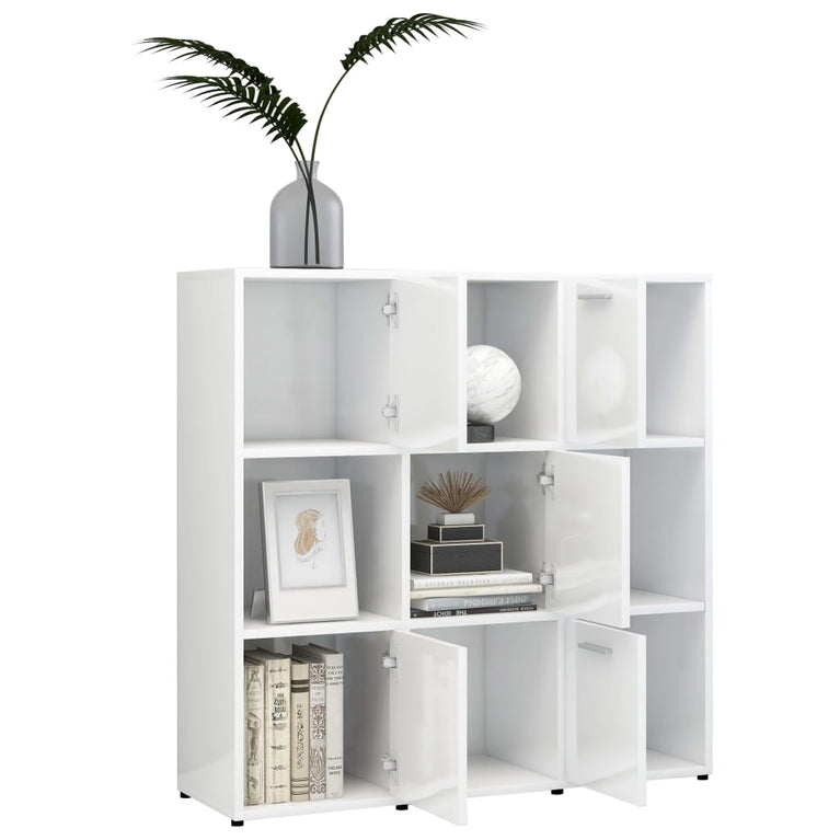 Boekenkast 90x30x90 cm spaanplaat hoogglans wit MeubelReus