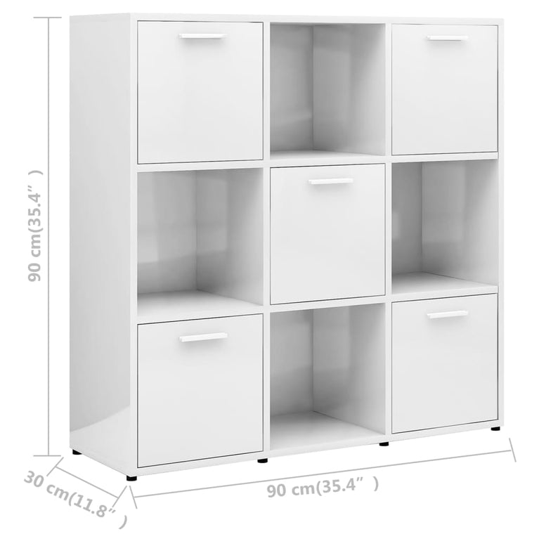 Boekenkast 90x30x90 cm spaanplaat hoogglans wit MeubelReus