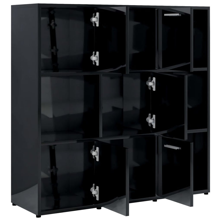 Boekenkast 90x30x90 cm spaanplaat hoogglans zwart