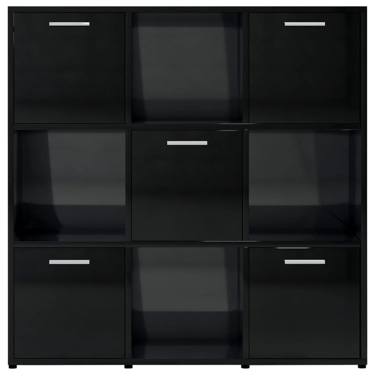 Boekenkast 90x30x90 cm spaanplaat hoogglans zwart