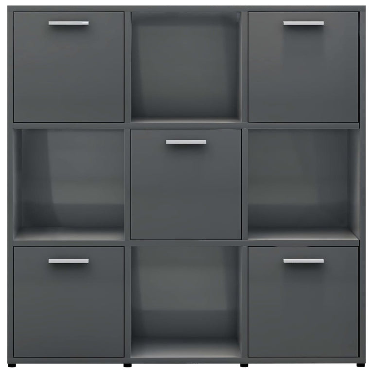 Boekenkast 90x30x90 cm spaanplaat hoogglans grijs