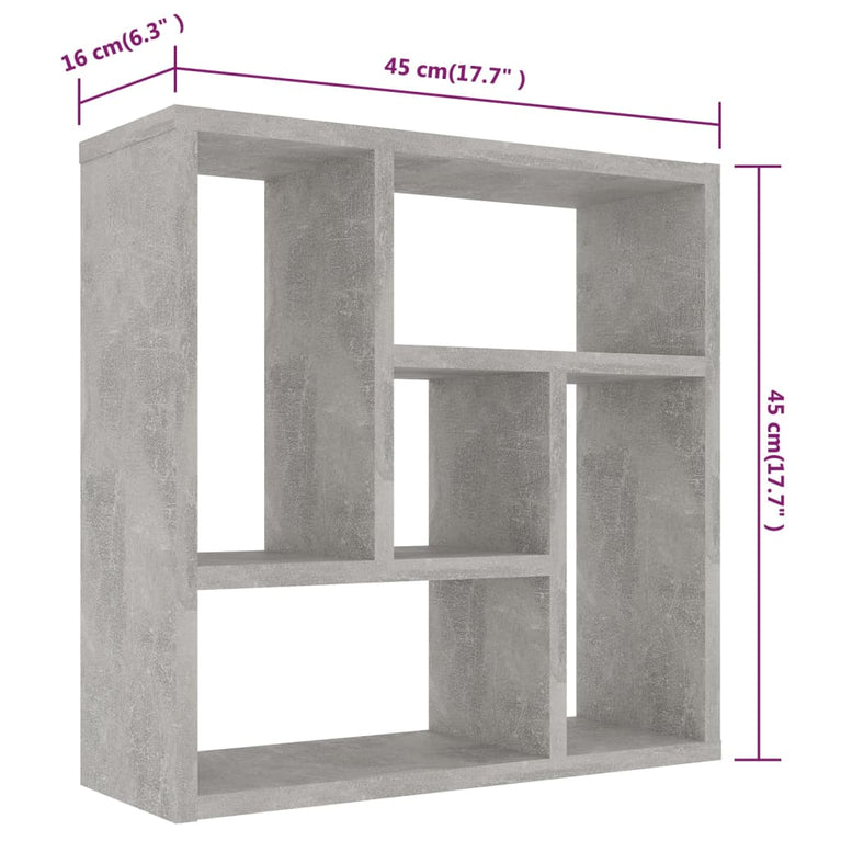Wandschap 45,1x16x45,1 cm spaanplaat betongrijs