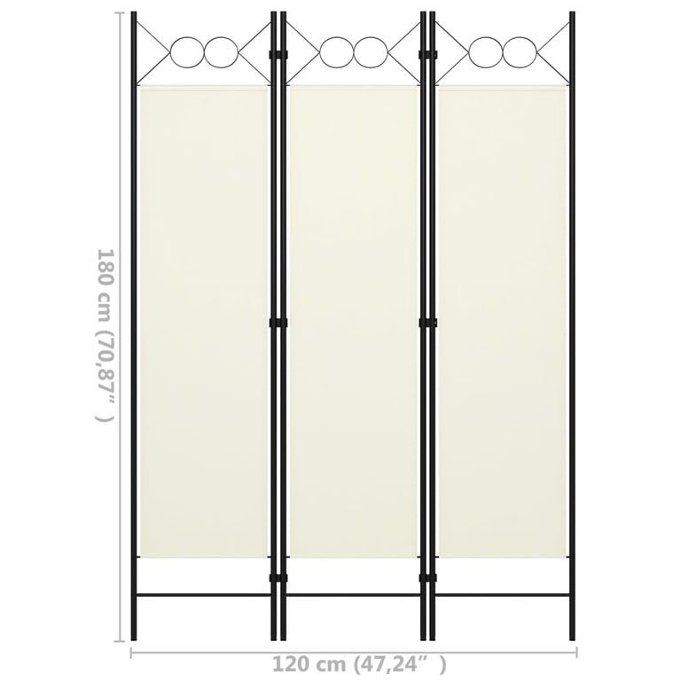Kamerscherm met 3 panelen 120x180 cm crèmewit MeubelReus