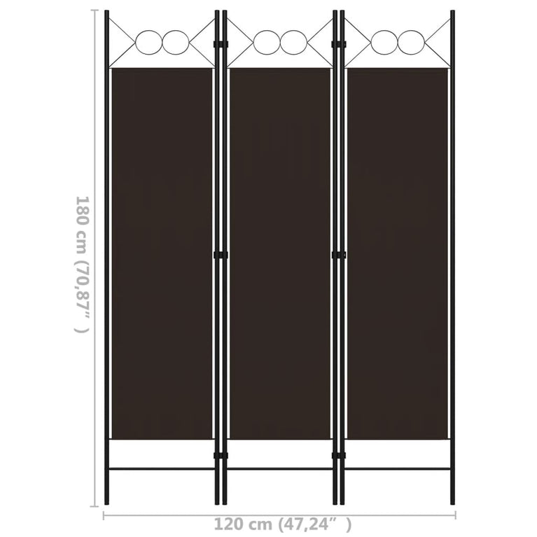 Kamerscherm met 3 panelen 120x180 cm bruin MeubelReus