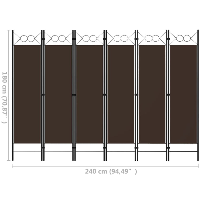 Kamerscherm met 6 panelen 240x180 cm bruin MeubelReus