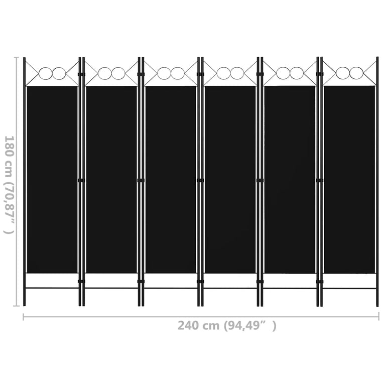 Kamerscherm met 6 panelen 240x180 cm zwart MeubelReus