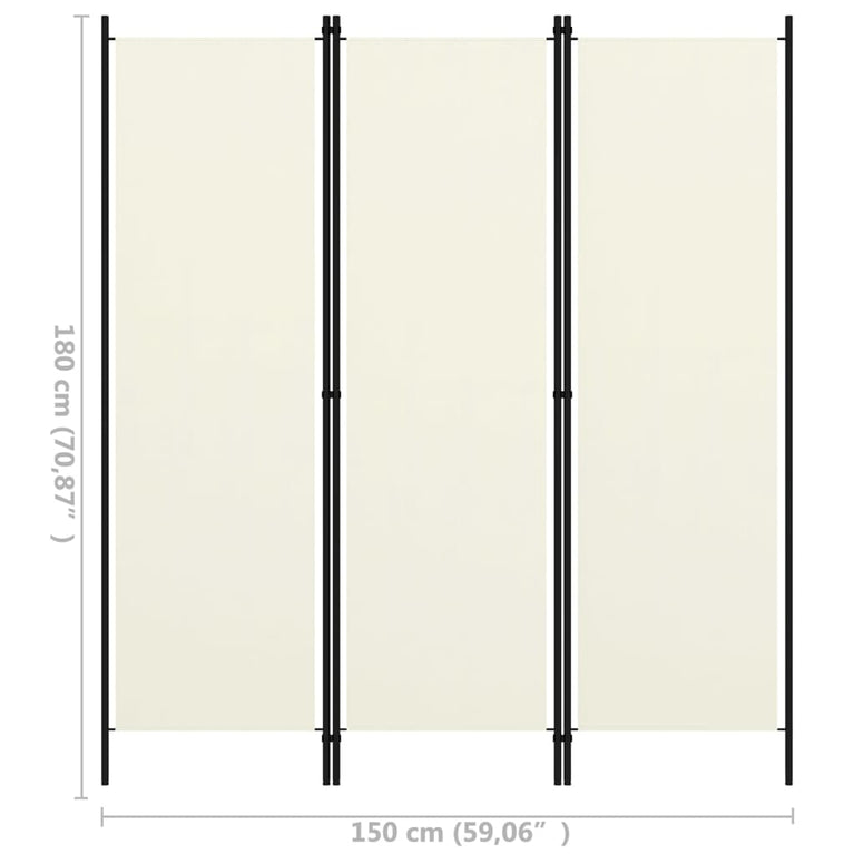 Kamerscherm met 3 panelen 150x180 cm crèmewit MeubelReus