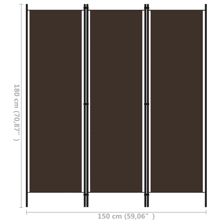 Kamerscherm met 3 panelen 150x180 cm bruin MeubelReus