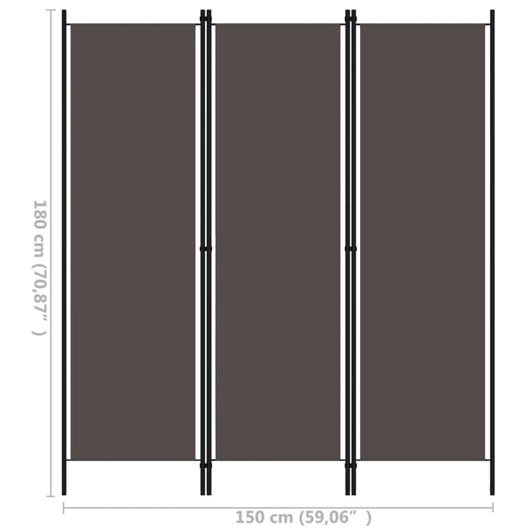 Kamerscherm met 3 panelen 150x180 cm antraciet MeubelReus