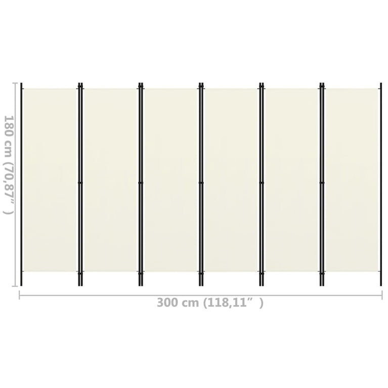 Kamerscherm met 6 panelen 300x180 cm crèmewit MeubelReus