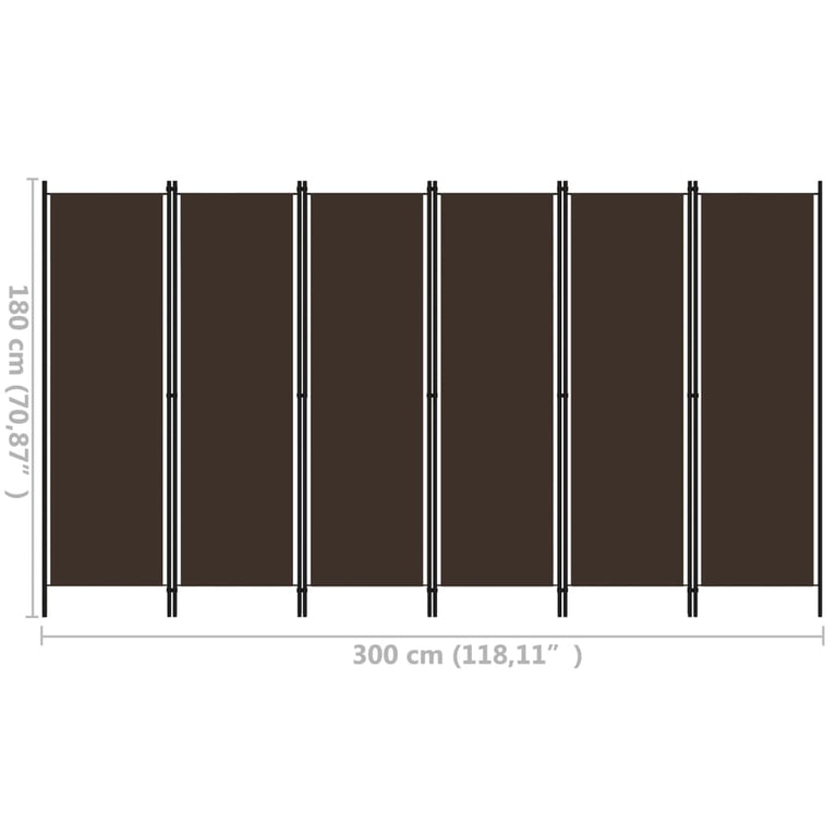 Kamerscherm met 6 panelen 300x180 cm bruin MeubelReus