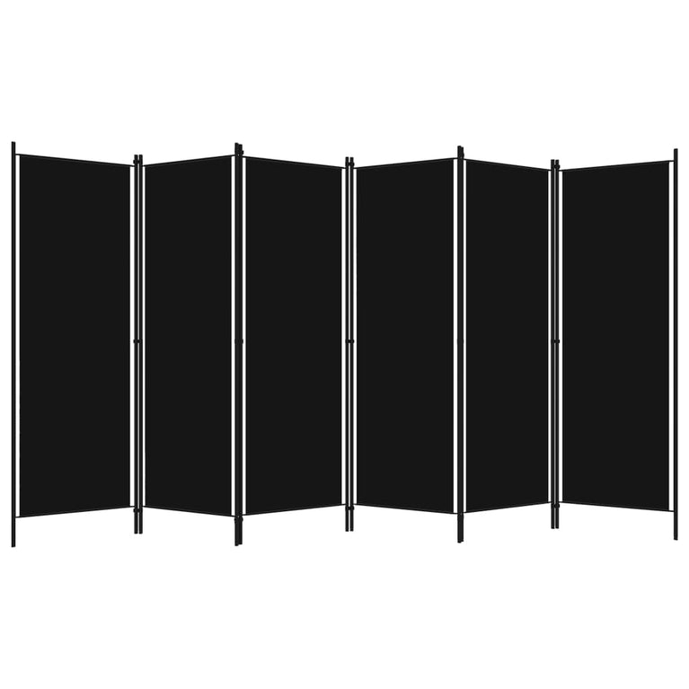 Kamerscherm met 6 panelen 300x180 cm zwart MeubelReus