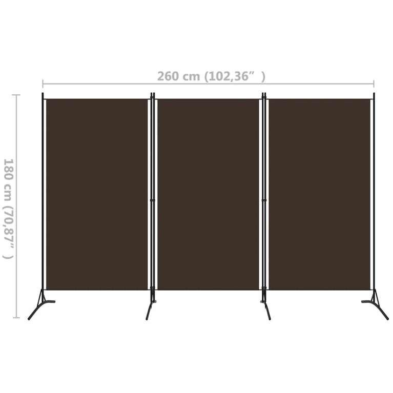 Kamerscherm met 3 panelen 260x180 cm bruin MeubelReus