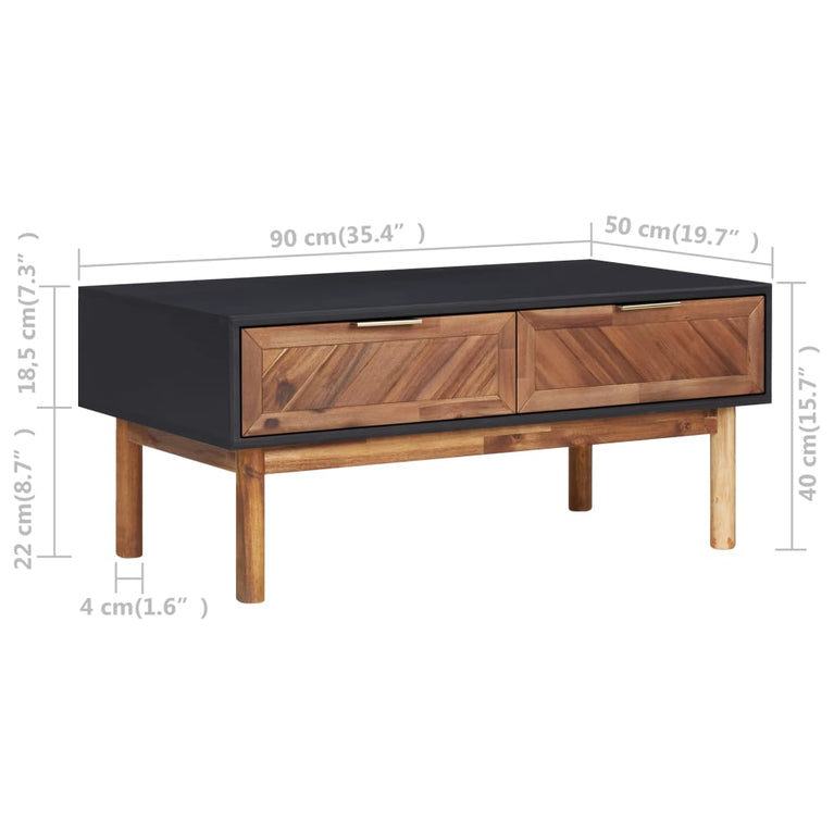 Salontafel 90x50x40 cm massief acaciahout en MDF MeubelReus