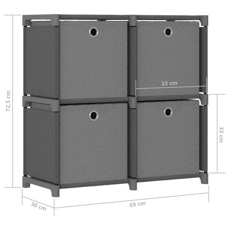 Kast met 4 vakken met boxen 69x30x72,5 cm stof grijs MeubelReus