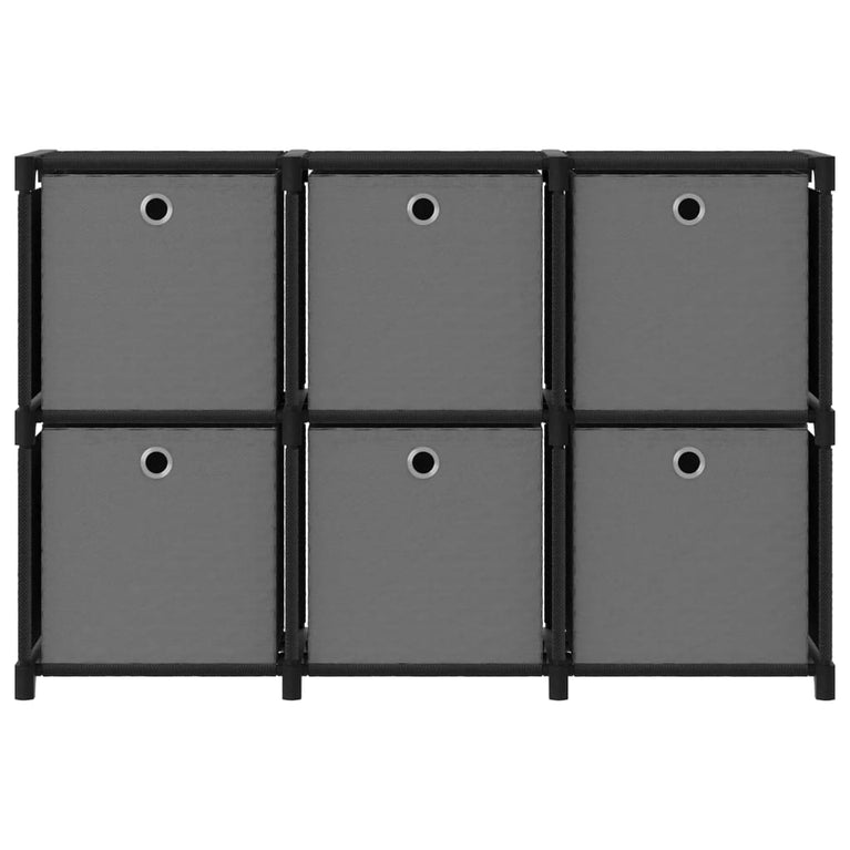 Kast met 6 vakken met boxen 103x30x72,5 cm stof zwart MeubelReus
