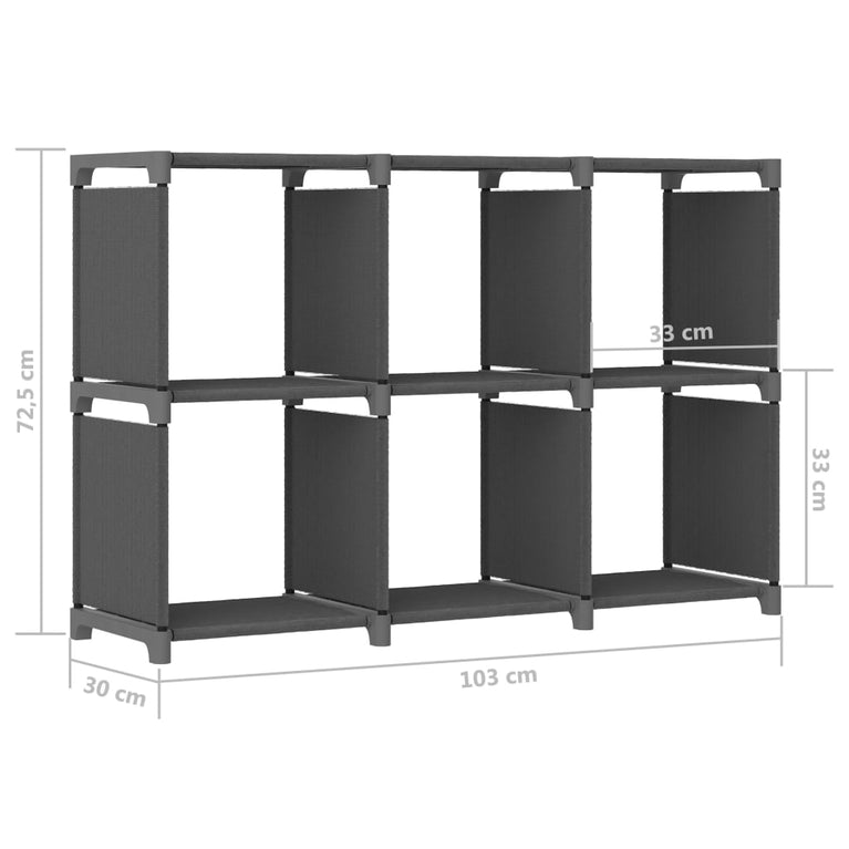 Kast met 6 vakken 103x30x72,5 cm stof grijs MeubelReus